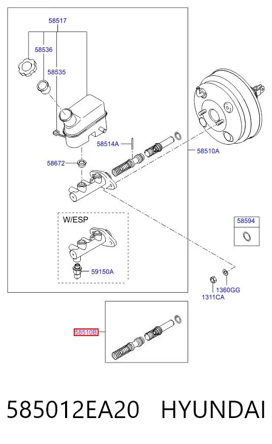 Kit de reparação de cilindro mestre do freio para Hyundai Tucson JM