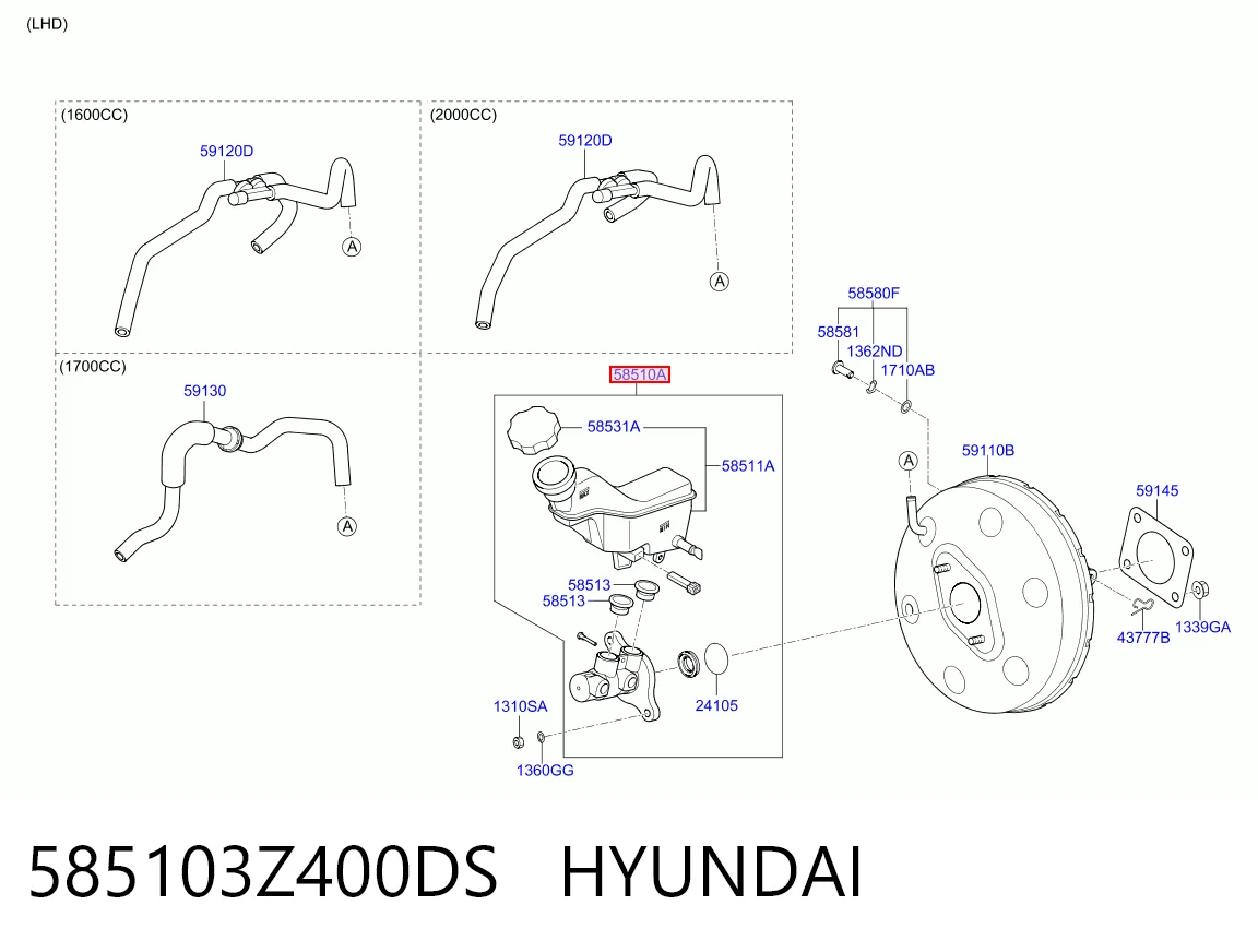 Cilindro mestre do freio Hyundai I40 I VF