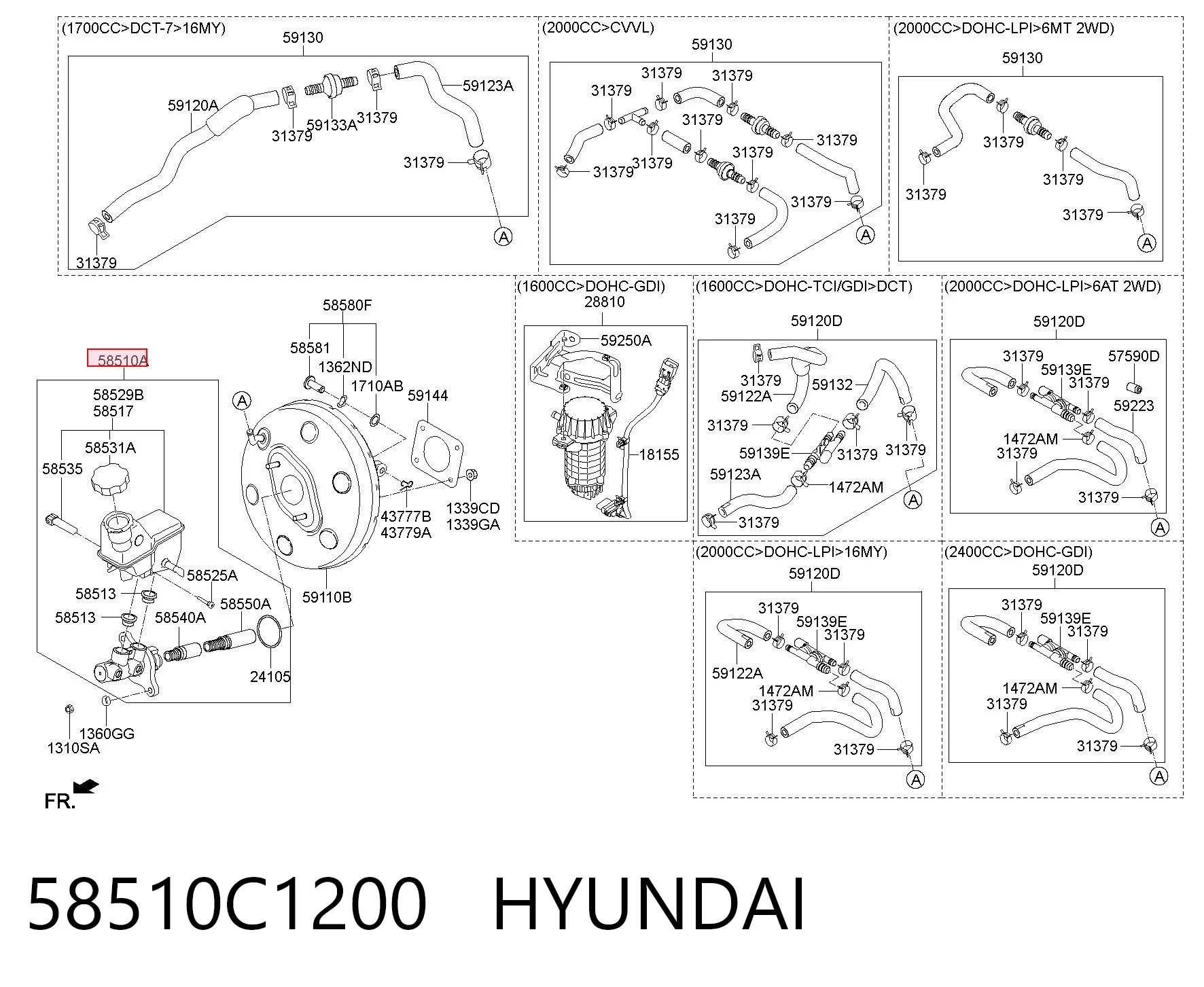 Cilindro mestre do freio Hyundai Sonata VII LF ao melhor preço