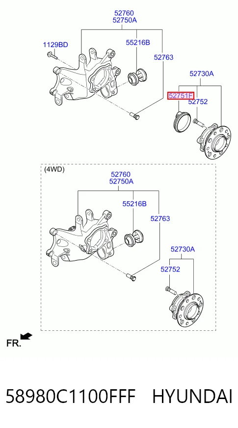 58980C1100FFF Hyundai/Kia Sensor ABS traseiro