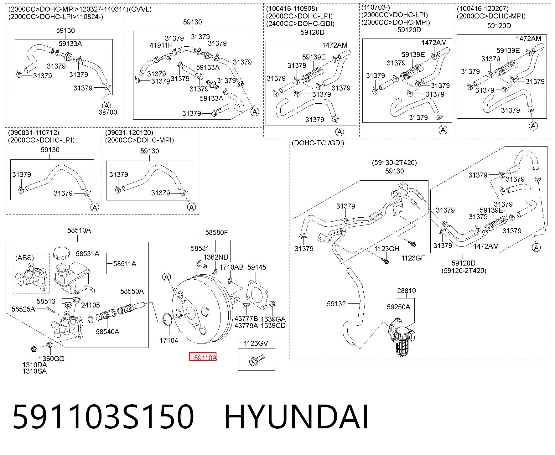 Reforçador dos freios a vácuo Hyundai Sonata VI YF ao melhor preço