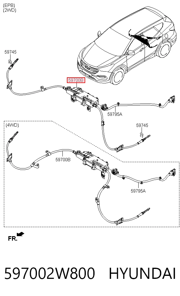 597002W800 Hyundai/Kia Acionamento elétrico do freio de estacionamento