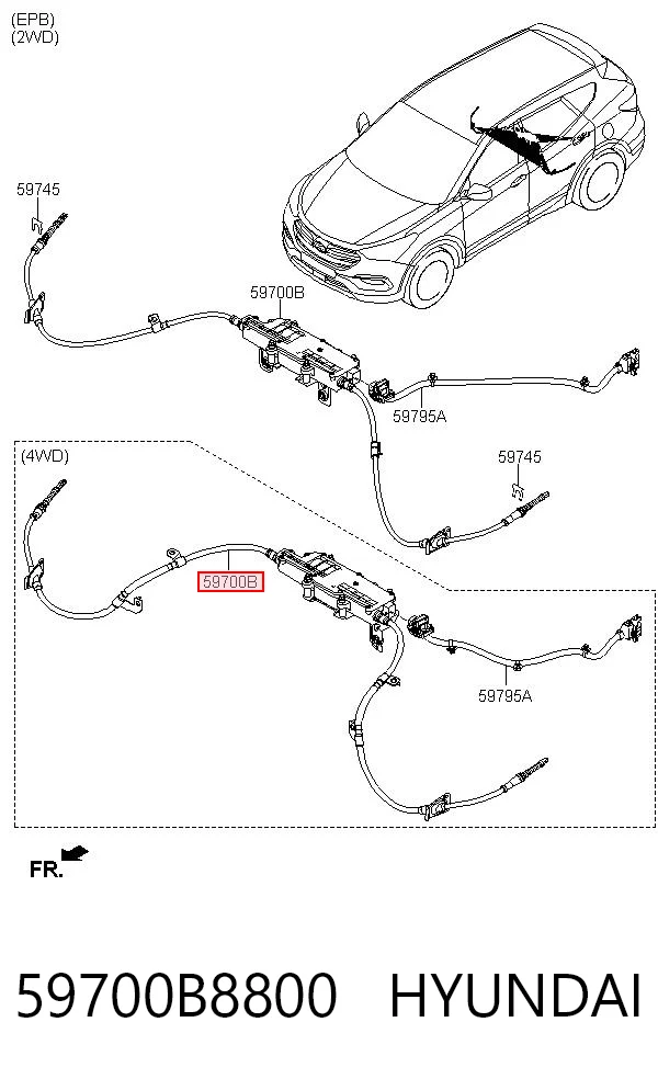 59700B8800 Hyundai/Kia Acionamento elétrico do freio de estacionamento