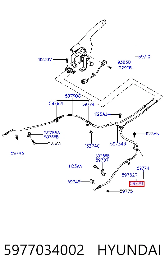 Cabo do freio de estacionamento traseiro direito para Hyundai Sonata II 