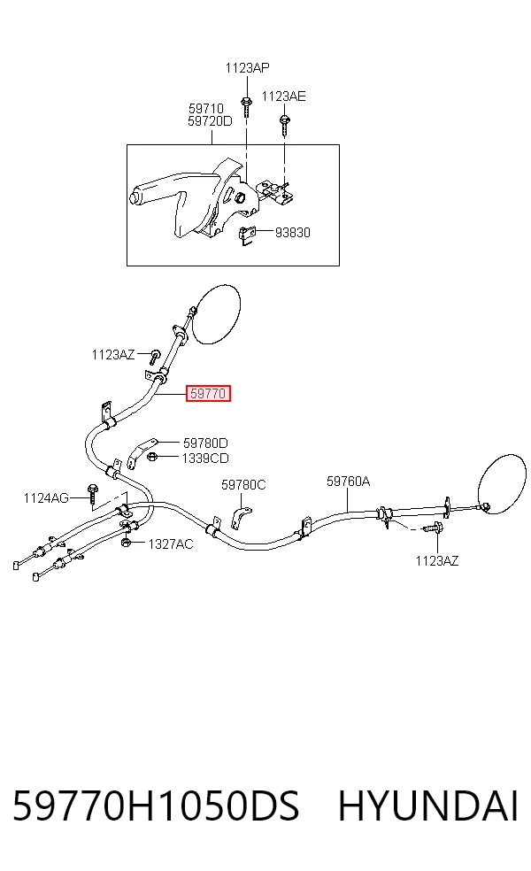  Cabo do freio de estacionamento traseiro direito Hyundai Terracan SUV (HP) (2001 - 2006) 