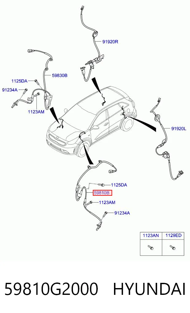 59810G2000 Hyundai/Kia Sensor ABS dianteiro esquerdo