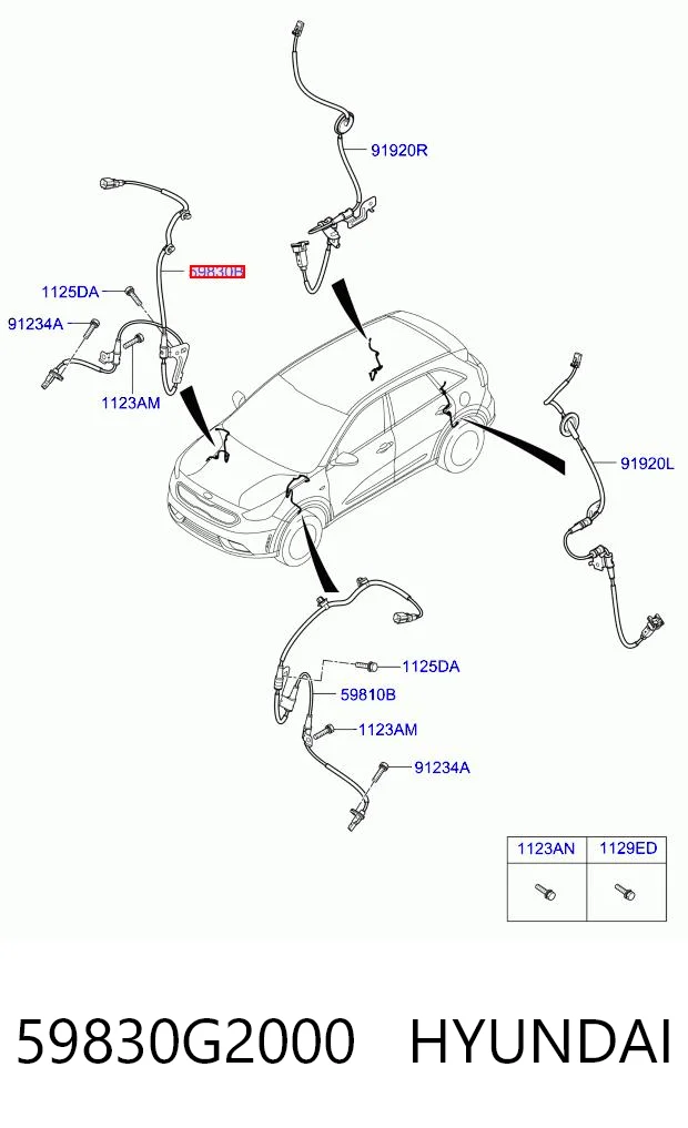 59830G2000 Hyundai/Kia Sensor ABS dianteiro direito