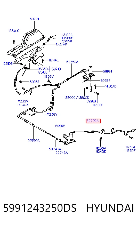  Cabo do freio de estacionamento traseiro direito Hyundai H100 сaixa (P) (1993 - 2004) 