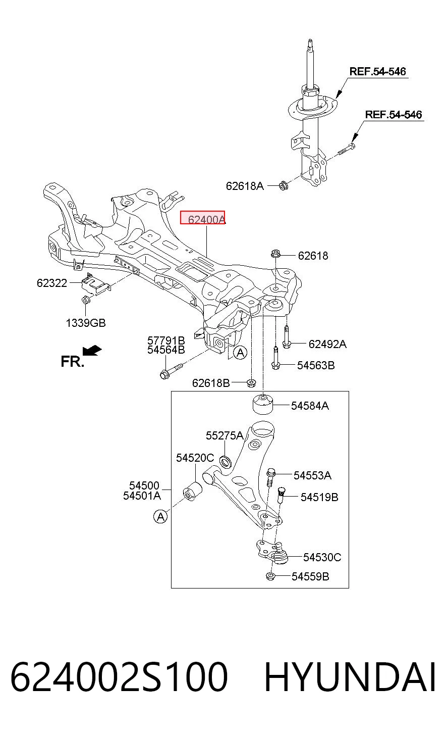 Viga de suspensão dianteira (plataforma veicular) para Hyundai Tucson TM