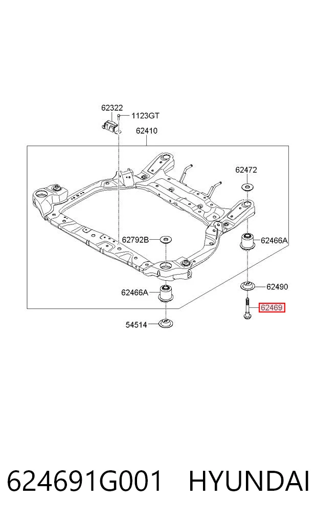 624691G001 Hyundai/Kia Parafuso de fixação de braço oscilante dianteiro, inferior