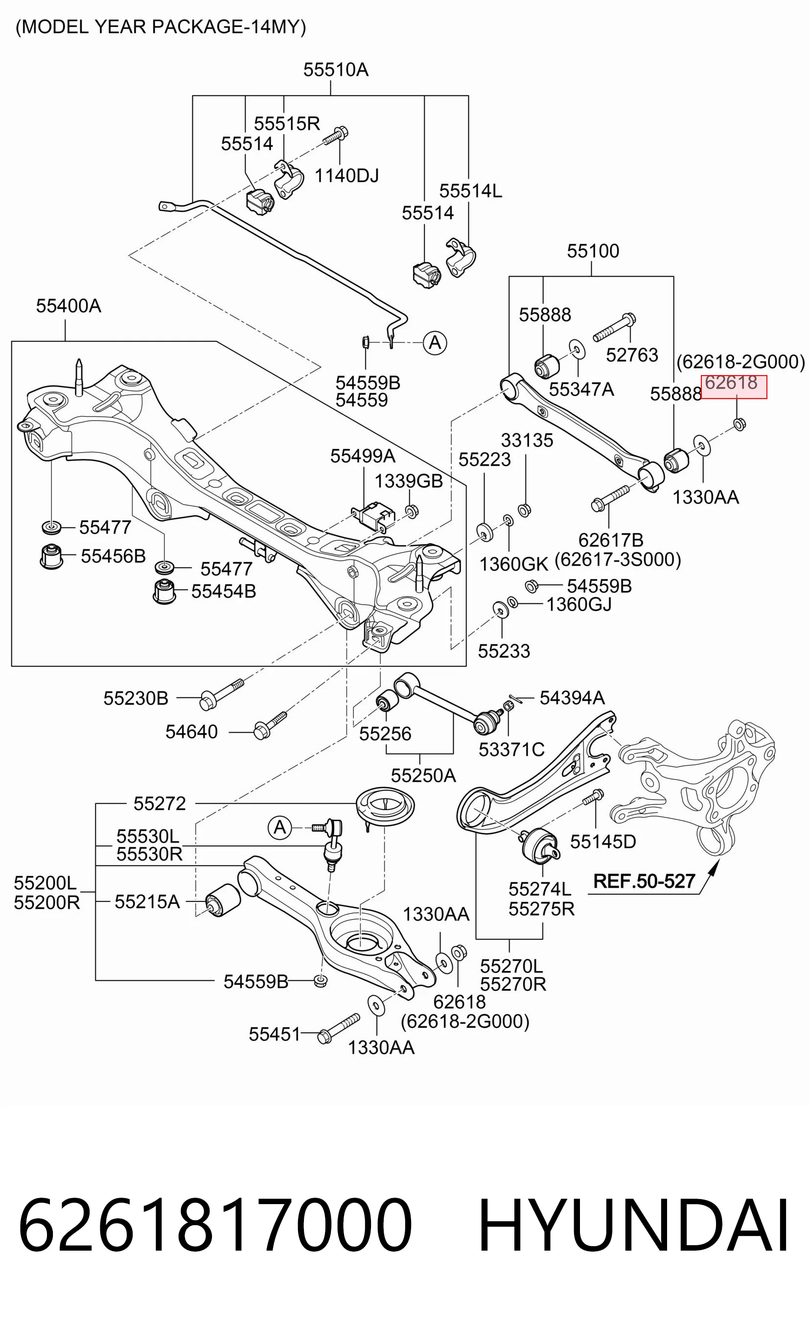 6261817000 Hyundai/Kia Porca da haste de amortecedor dianteiro