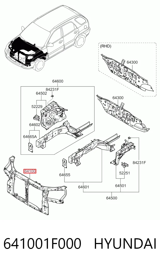 Suporte do radiador montado (painel de montagem de fixação das luzes) FPS 3243200