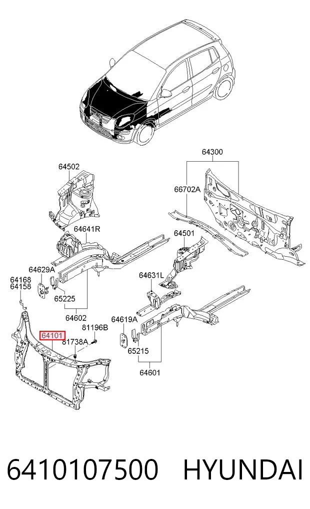Suporte do radiador montado (painel de montagem de fixação das luzes) KIA Picanto preço, a partir de 112,68 USD