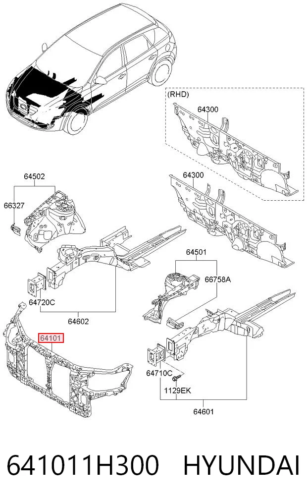 Suporte do radiador montado (painel de montagem de fixação das luzes) Nissan/Infiniti 641011H300 preço, a partir de 149,99 USD