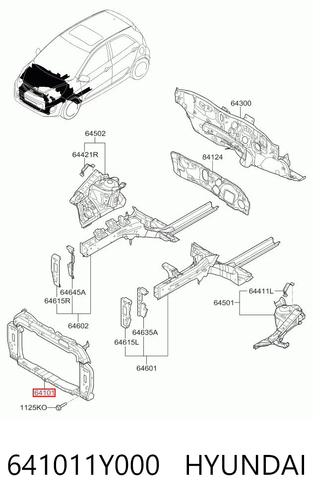 Compre Suporte do radiador montado (painel de montagem de fixação das luzes) KIA Picanto 2