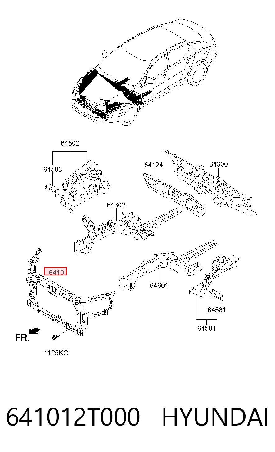 Suporte do radiador montado (painel de montagem de fixação das luzes) para KIA Optima III TF