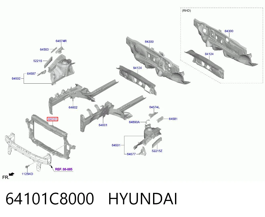 Suporte do radiador montado (painel de montagem de fixação das luzes) para Hyundai I20  GB