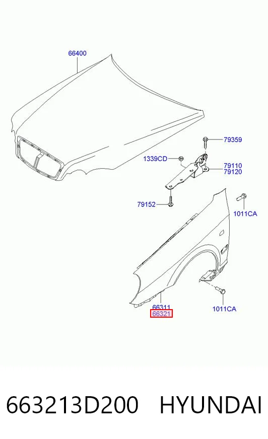 Pára-lama dianteiro direito para Hyundai Sonata IV EU4