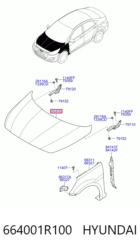 Capota para Hyundai Accent IV RB