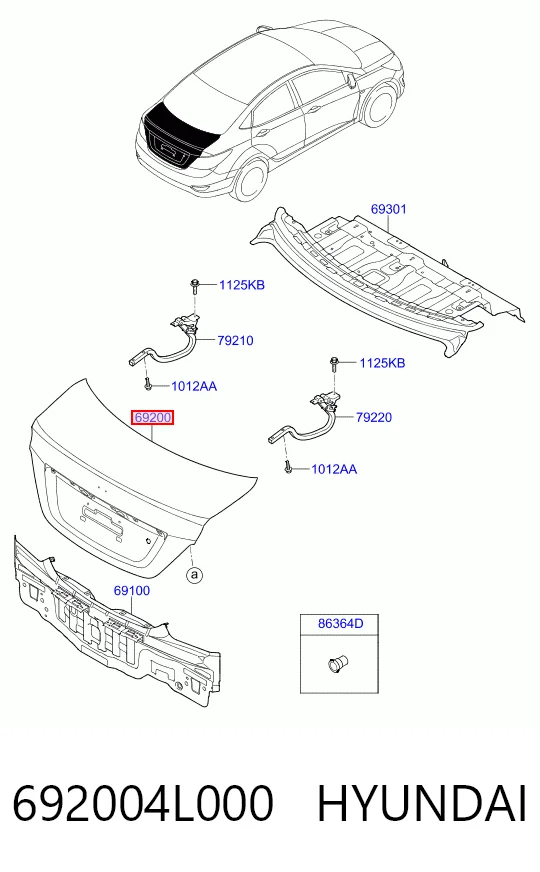 Tampa de porta-malas Hyundai Accent IV SB