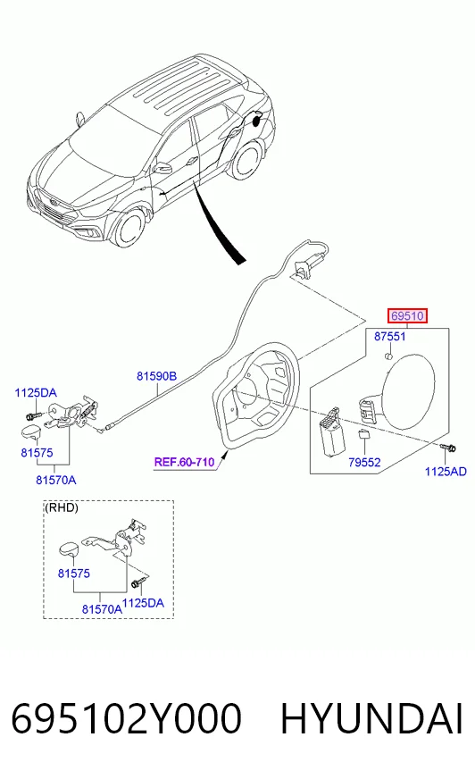 Alcapão do tanque de combustível para Hyundai Tucson II TM