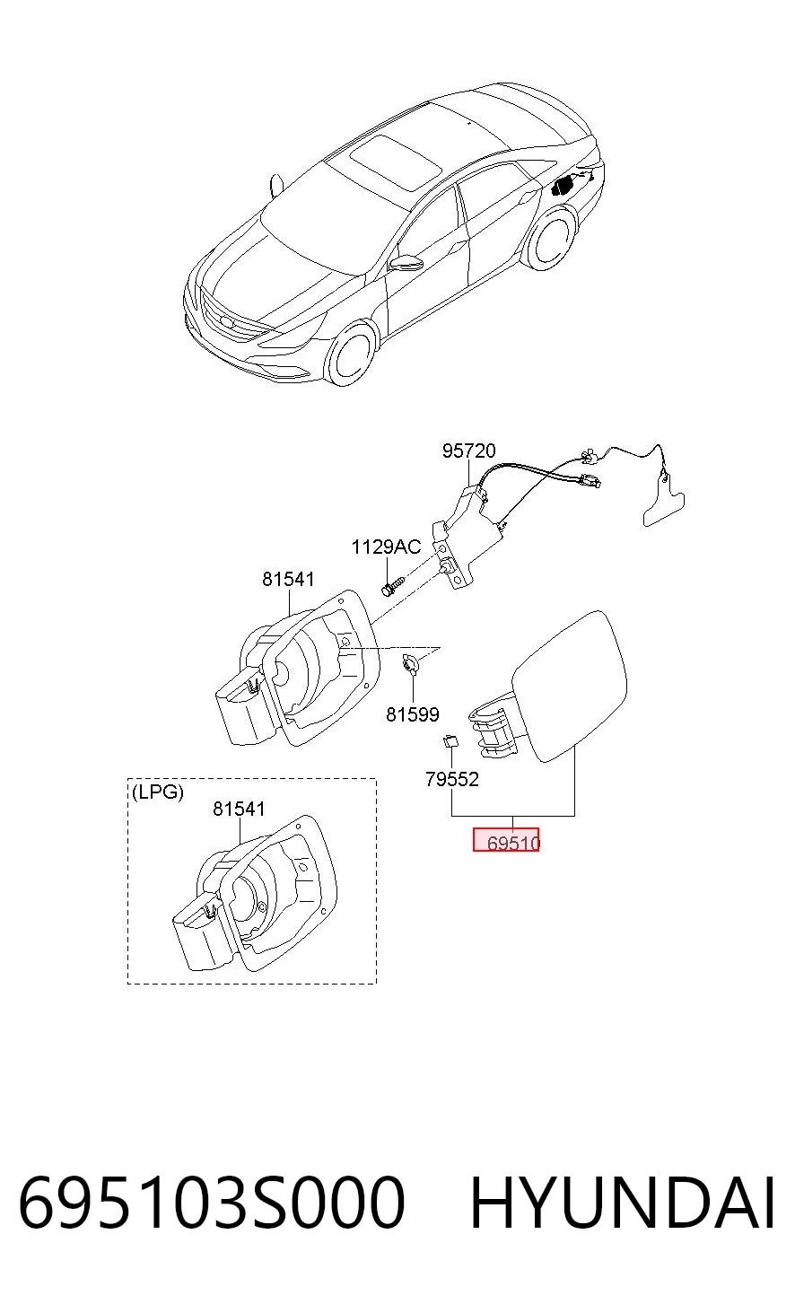 Alcapão do tanque de combustível para Hyundai Sonata VI YF