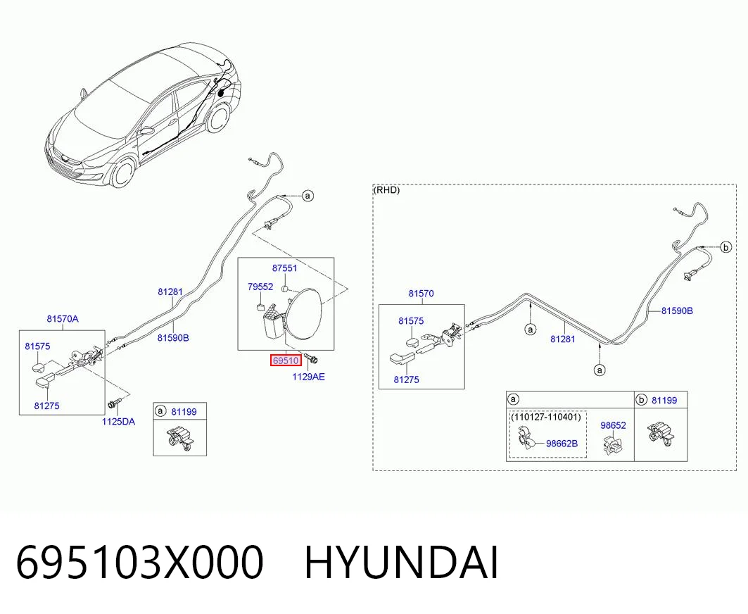 Alcapão do tanque de combustível para Hyundai Elantra V MD