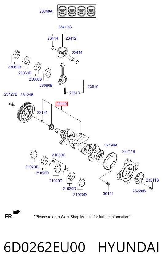 6D0262EU00 Hyundai/Kia Cambota de motor