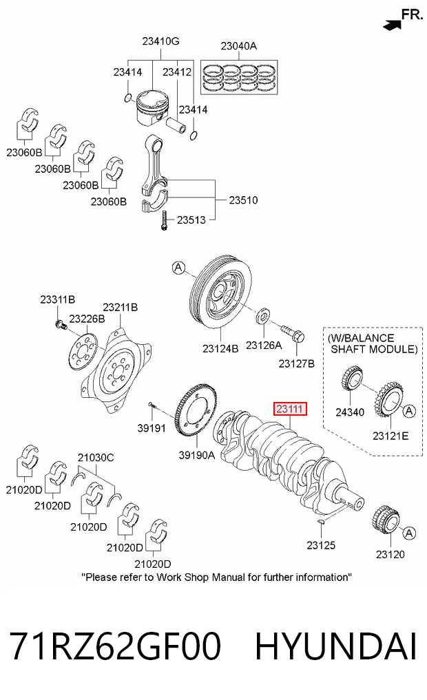 71RZ62GF00 Hyundai/Kia Cambota de motor