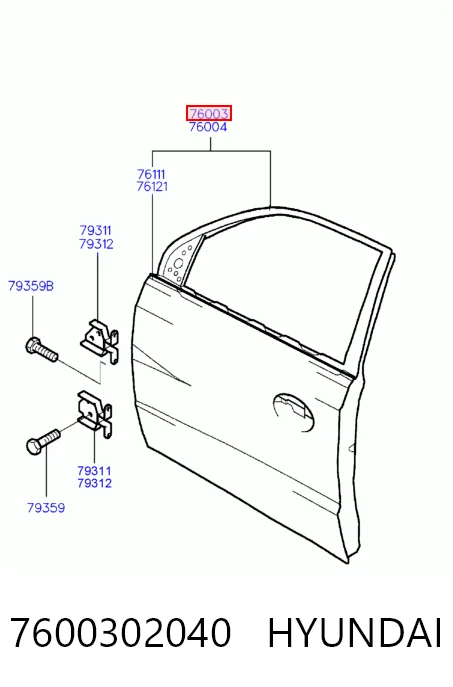 Porta dianteira esquerda para Hyundai Atos  MX