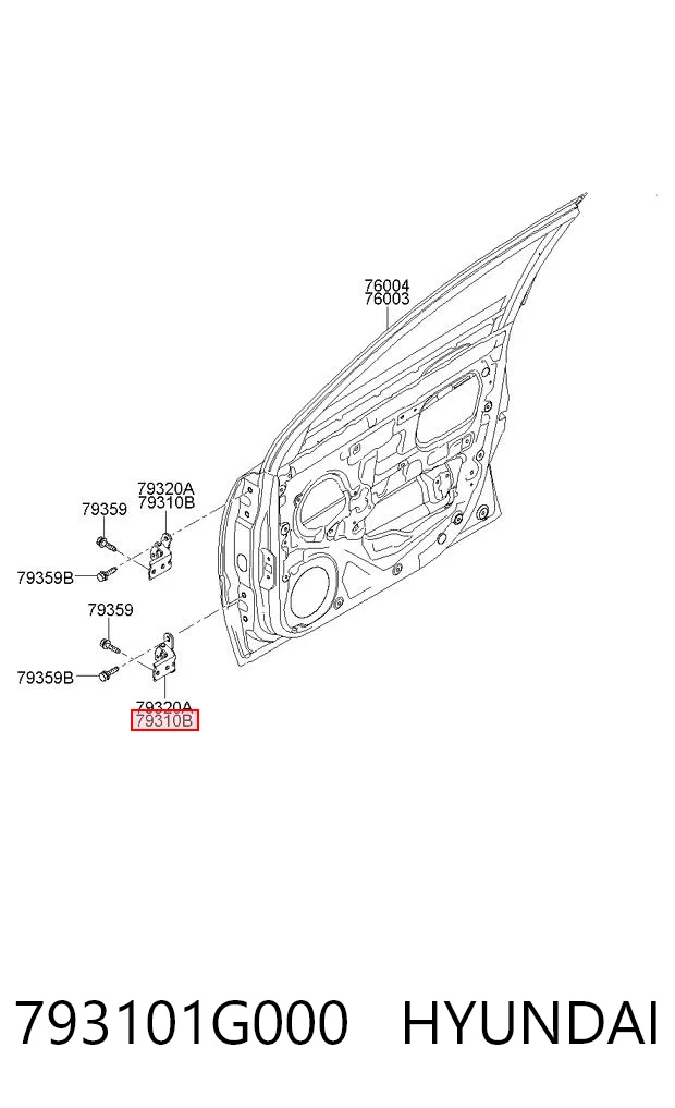 793101G000 Hyundai/Kia Gozno da porta dianteira esquerda