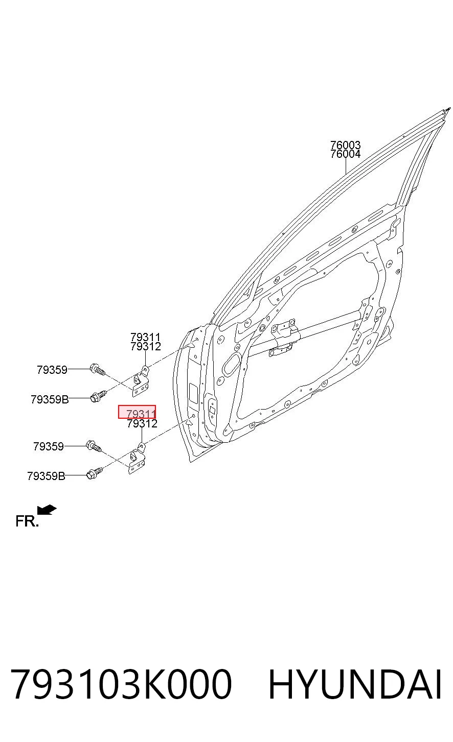 793103K000 Hyundai/Kia Gozno da porta traseira esquerda