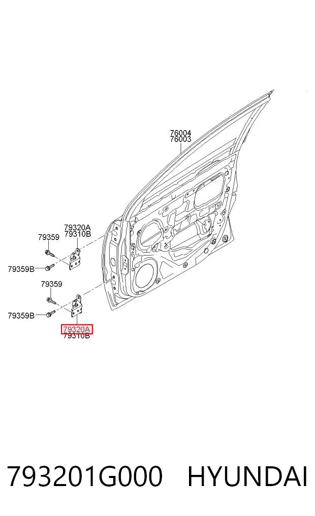 793201G000 Hyundai/Kia Gozno da porta dianteira direita