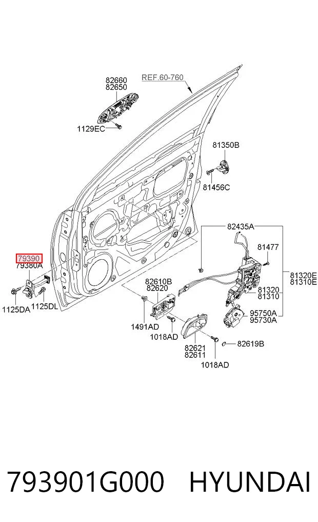 793901G000 Hyundai/Kia Limitador dianteiro direito de abertura de porta