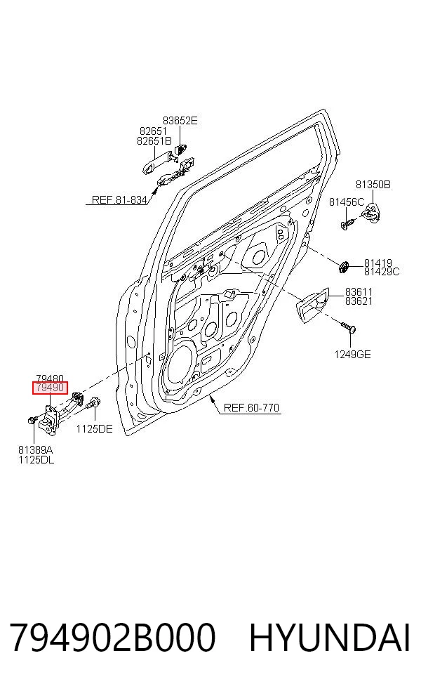794902B000 Hyundai/Kia Limitador traseiro direito de abertura de porta