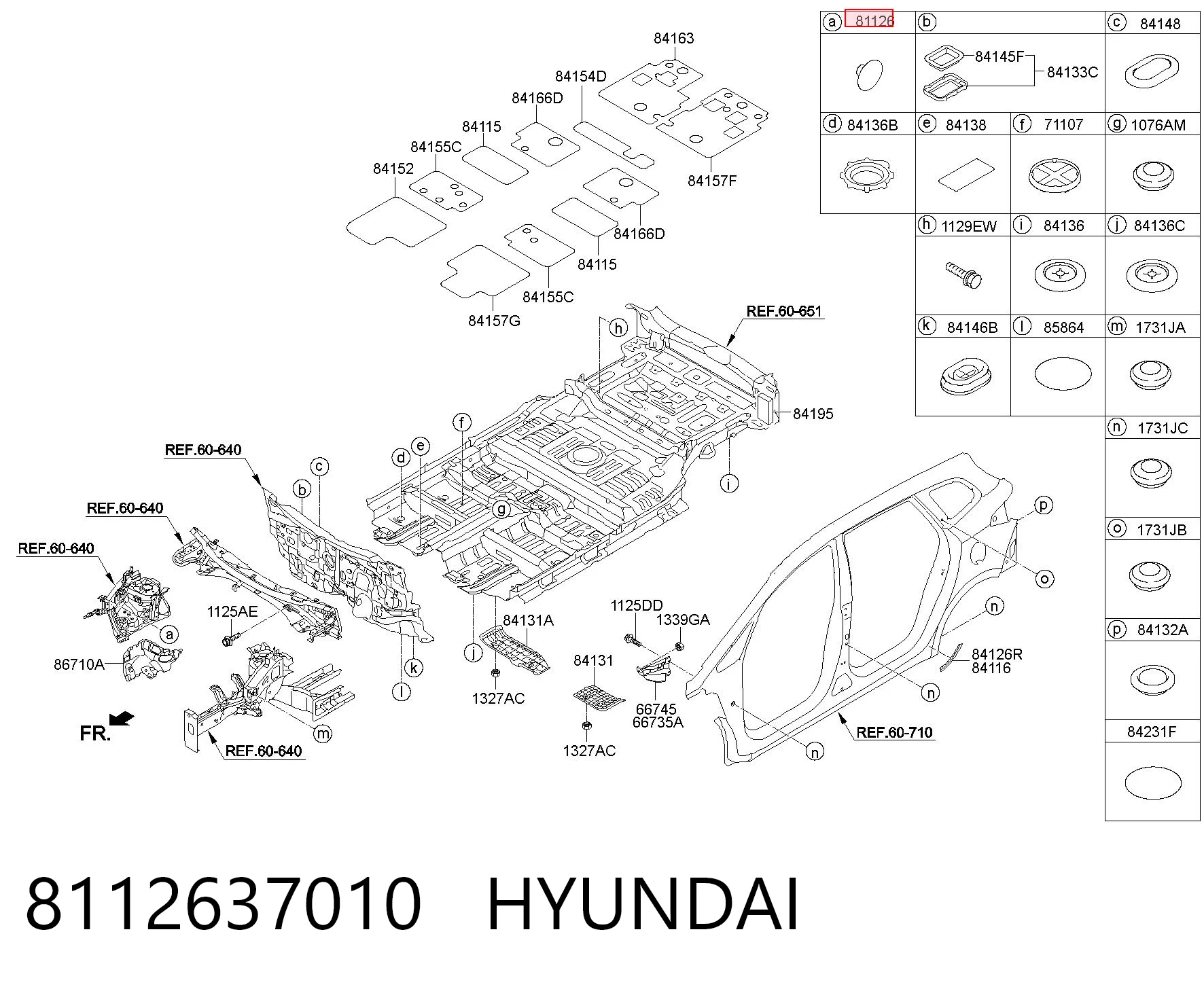 8112637010 Hyundai/Kia Cápsula (prendedor) de isolador térmico da capota