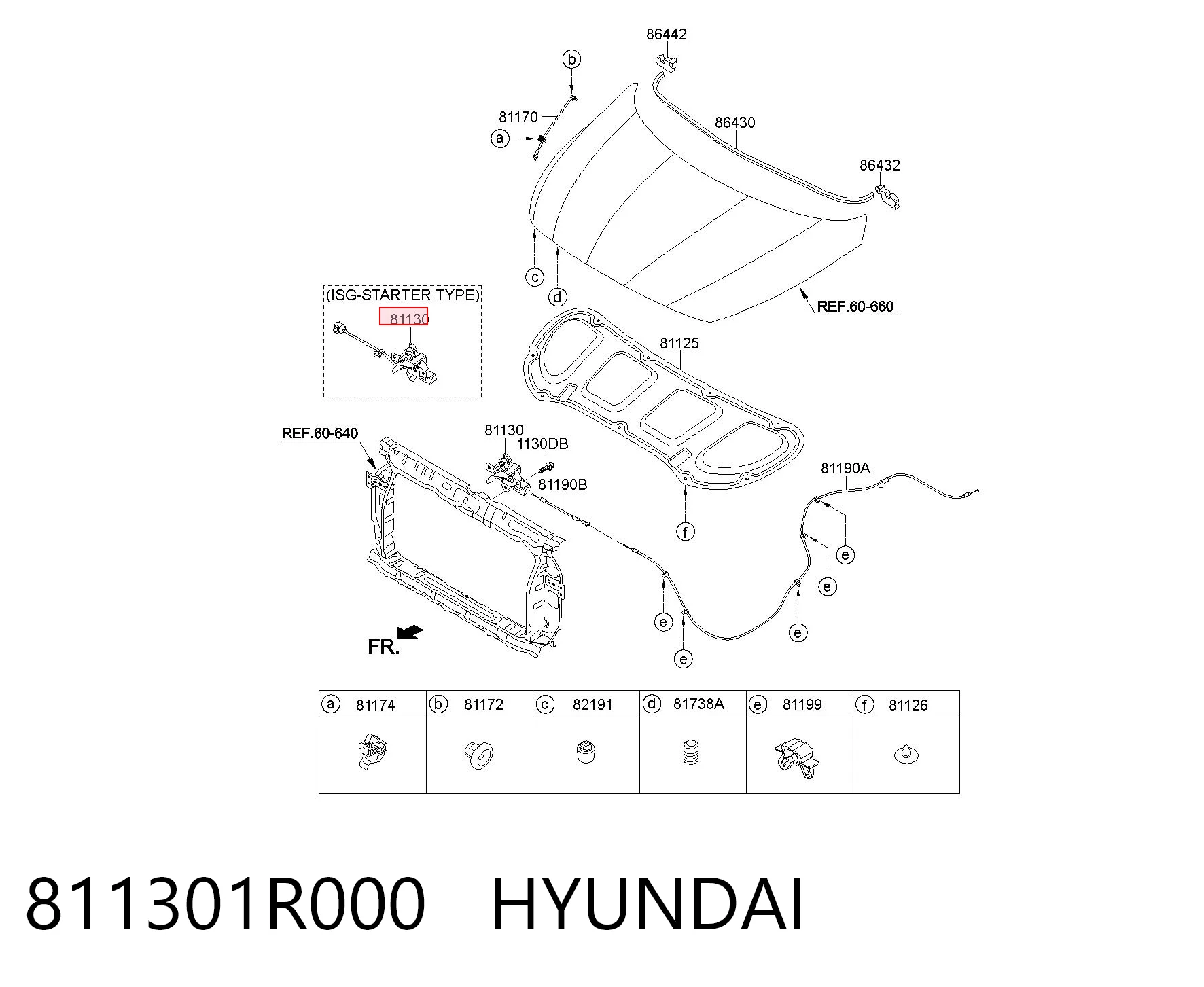 811301R000 Hyundai/Kia Fecho da capota