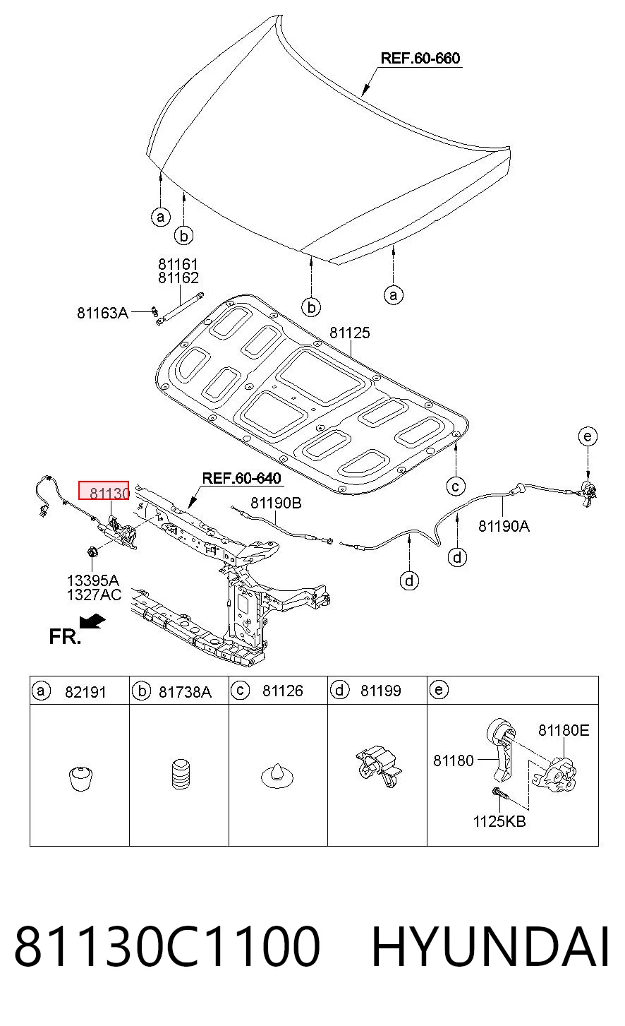 81130C1100 Hyundai/Kia Fecho da capota