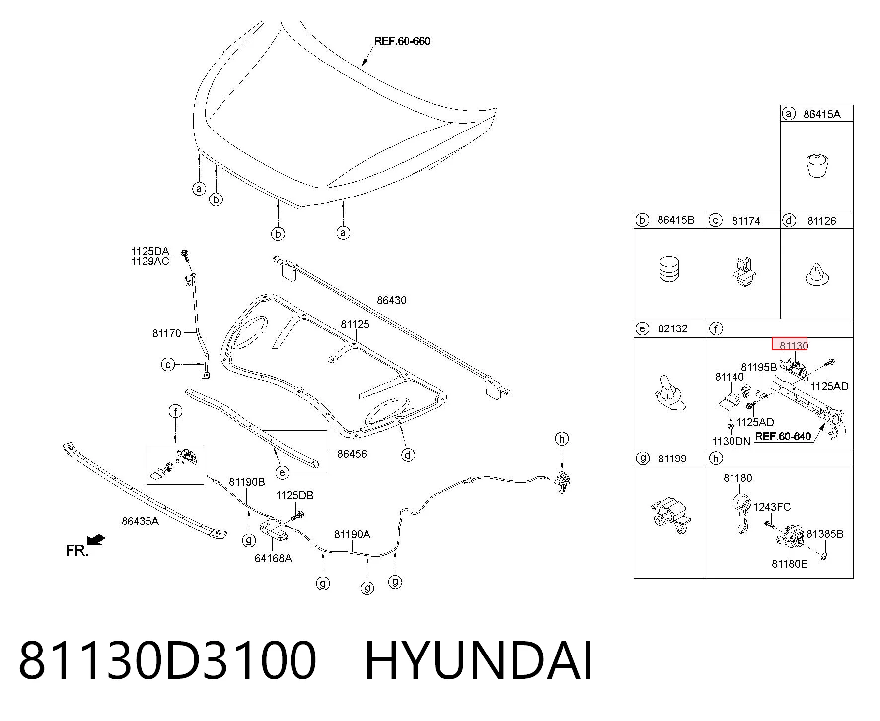 81130D3100 Hyundai/Kia Fecho da capota