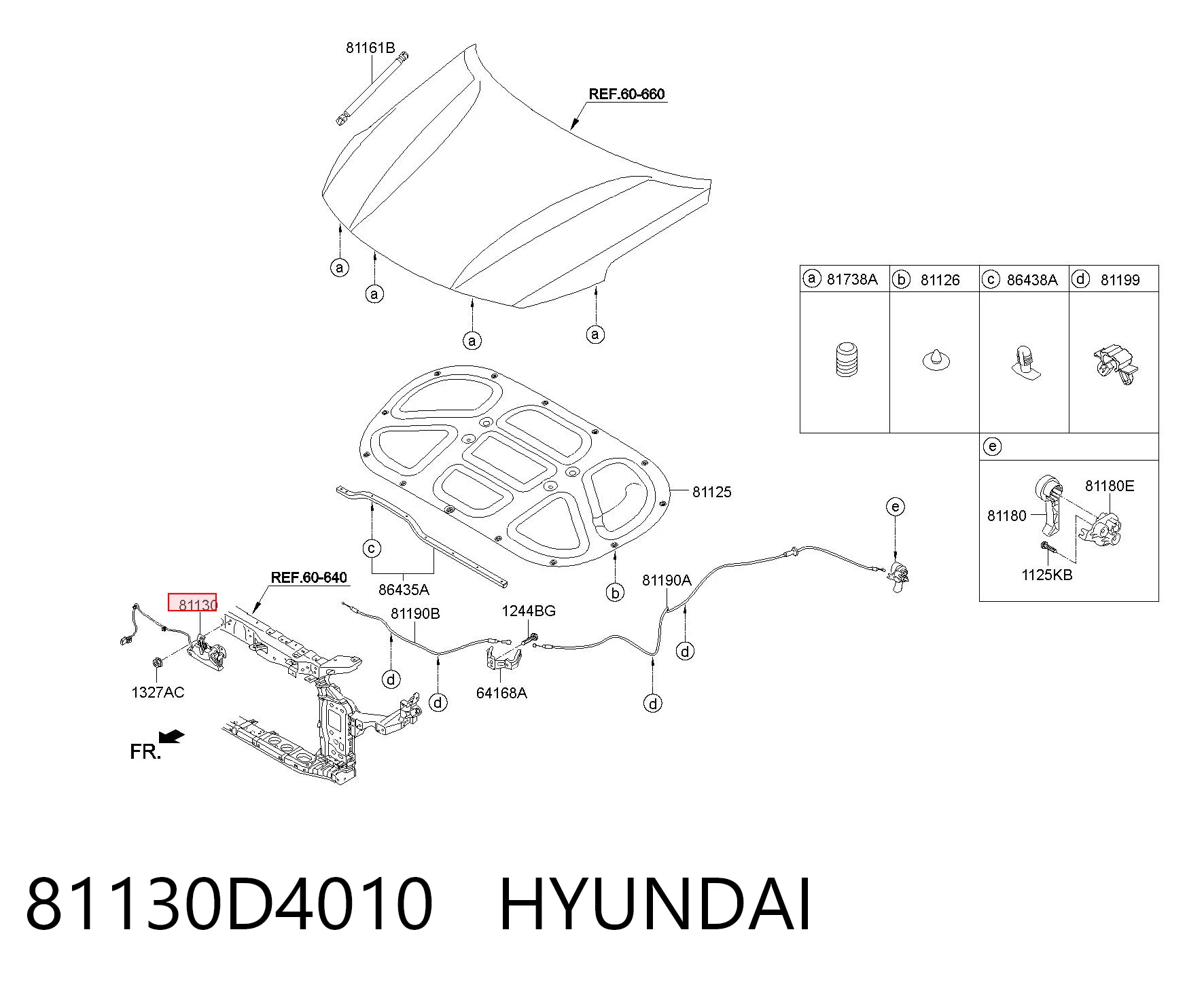81130D4010 Hyundai/Kia Fecho da capota