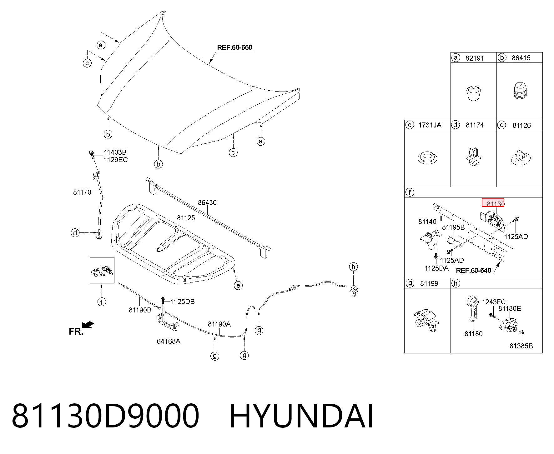 81130D9000 Hyundai/Kia Fecho da capota