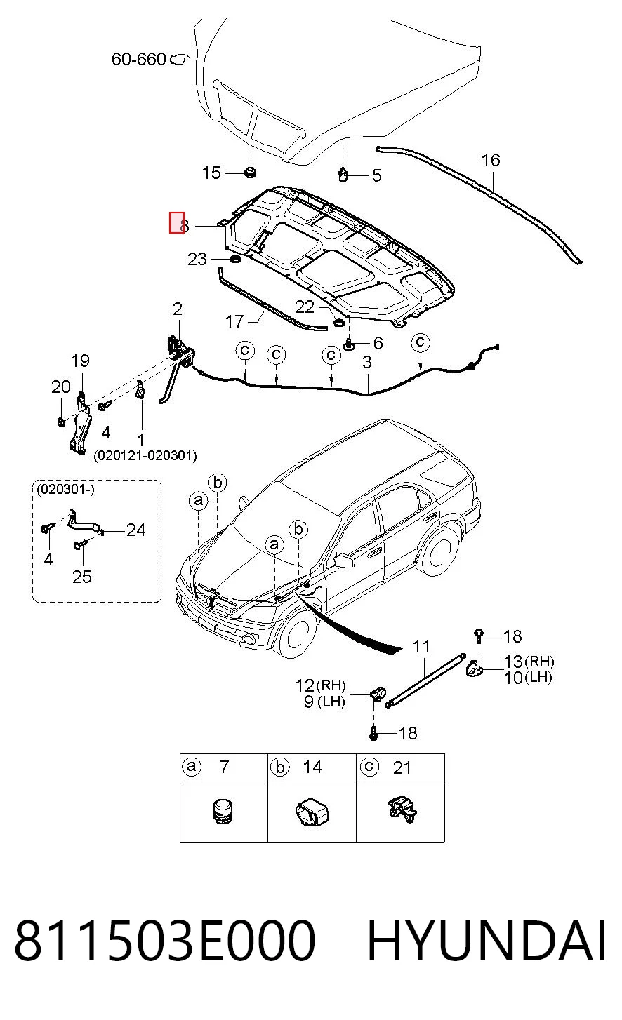 Isolamento de ruído da capota para KIA Sorento JC