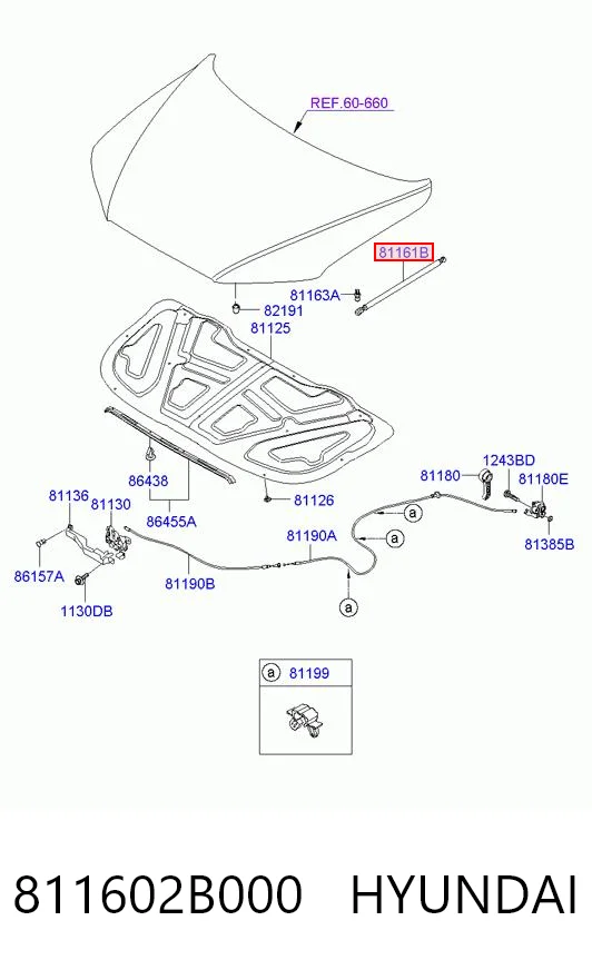 811602B000 Hyundai/Kia Amortecedor da capota