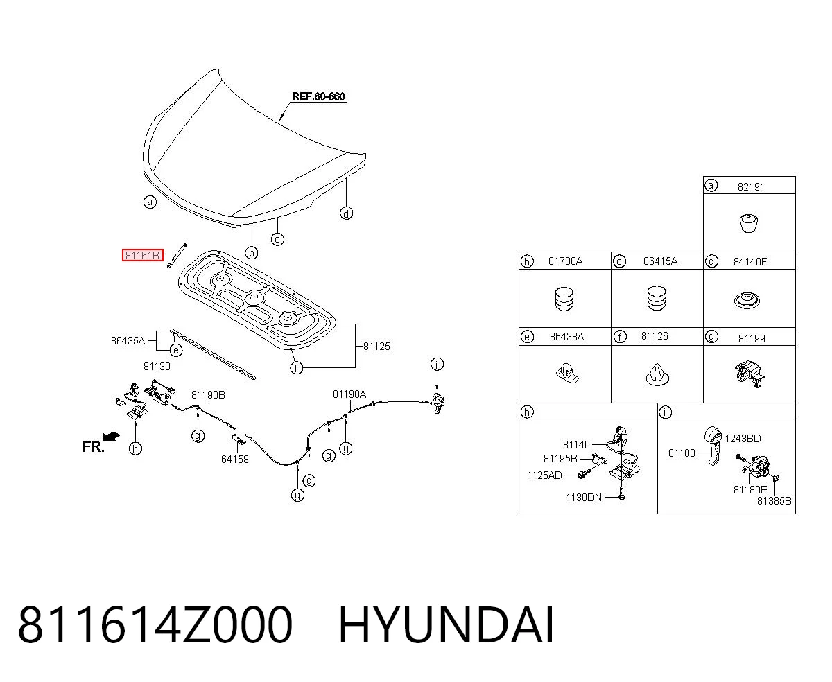 811614Z000 Hyundai/Kia Amortecedor da capota