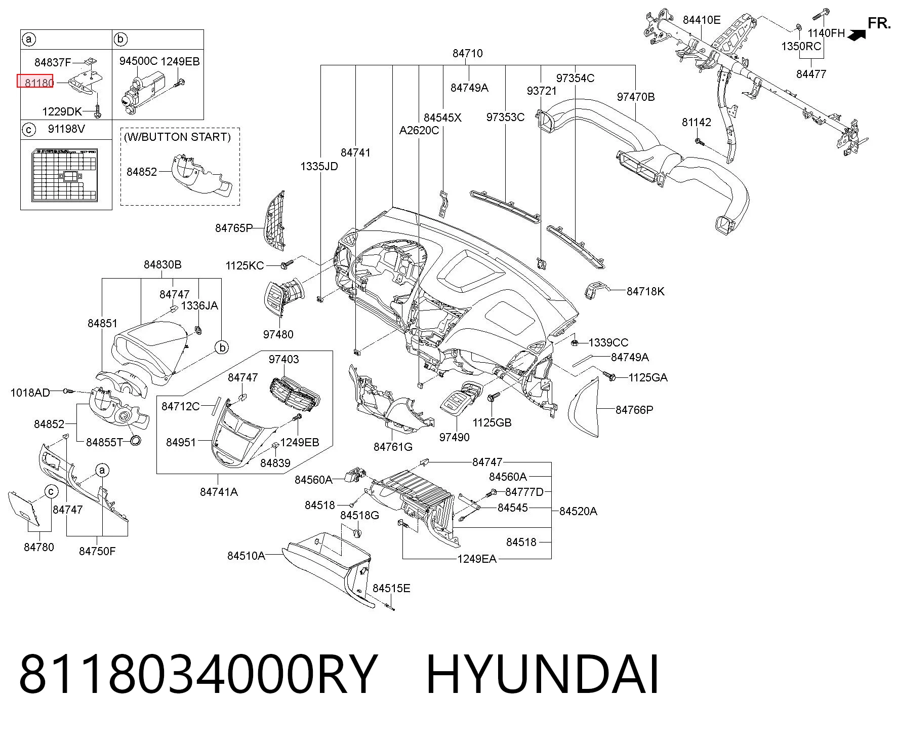 8118034000RY Hyundai/Kia Puxador de abertura da capota