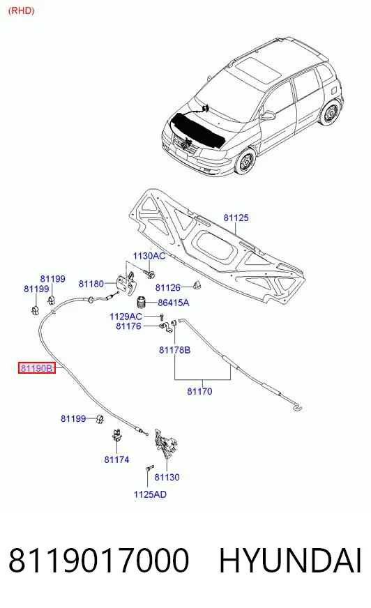 Cabo de abertura da capota Hyundai Matrix FC ao melhor preço