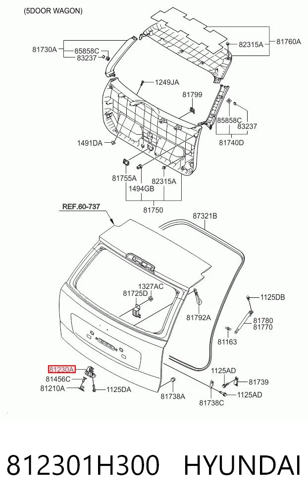 812301H300 Hyundai/Kia Fecho de tampa de porta-malas (de 3ª/5ª porta traseira)