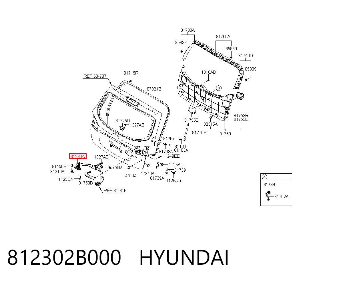 812302B000 Hyundai/Kia Fecho de tampa de porta-malas (de 3ª/5ª porta traseira)