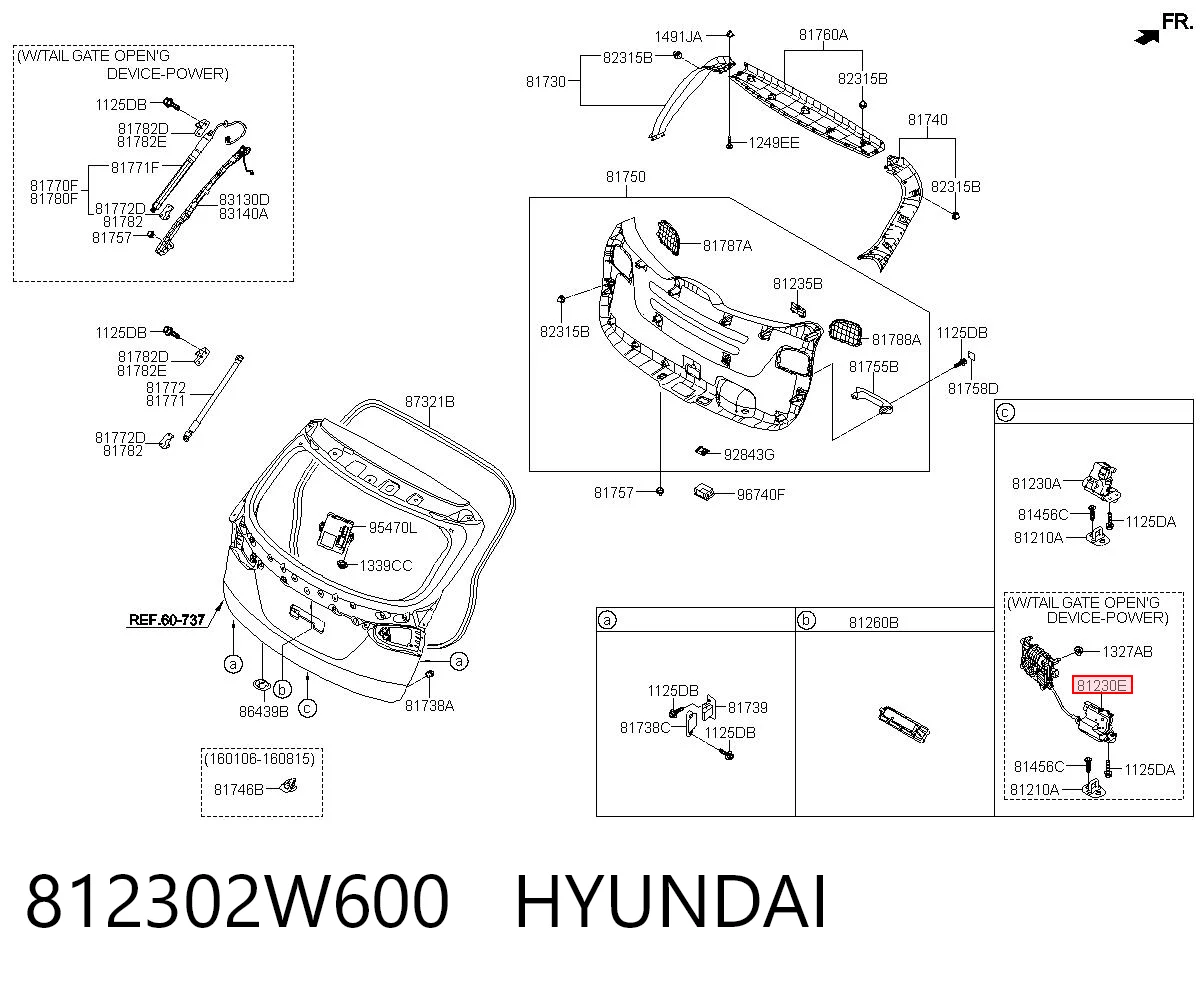 812302W600 Hyundai/Kia Fecho de tampa de porta-malas (de 3ª/5ª porta traseira)