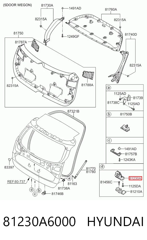 81230A6000 Hyundai/Kia Fecho de tampa de porta-malas (de 3ª/5ª porta traseira)